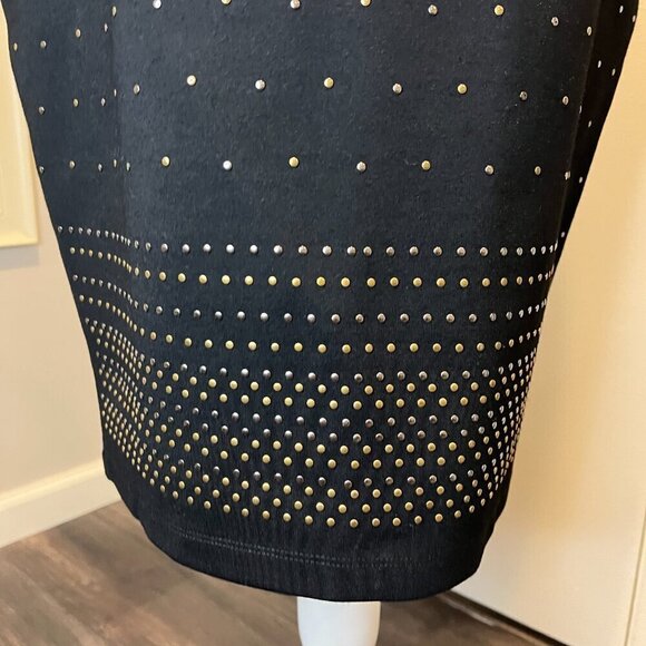 Carmen Marc Valvo Black Studded Knit Pencil Skirt, Size Medium - Picture 11 of 15